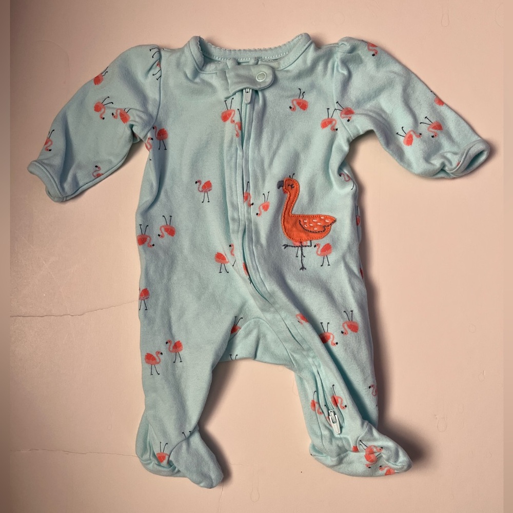 Carter’s flamingo newborn 2 way zip footies